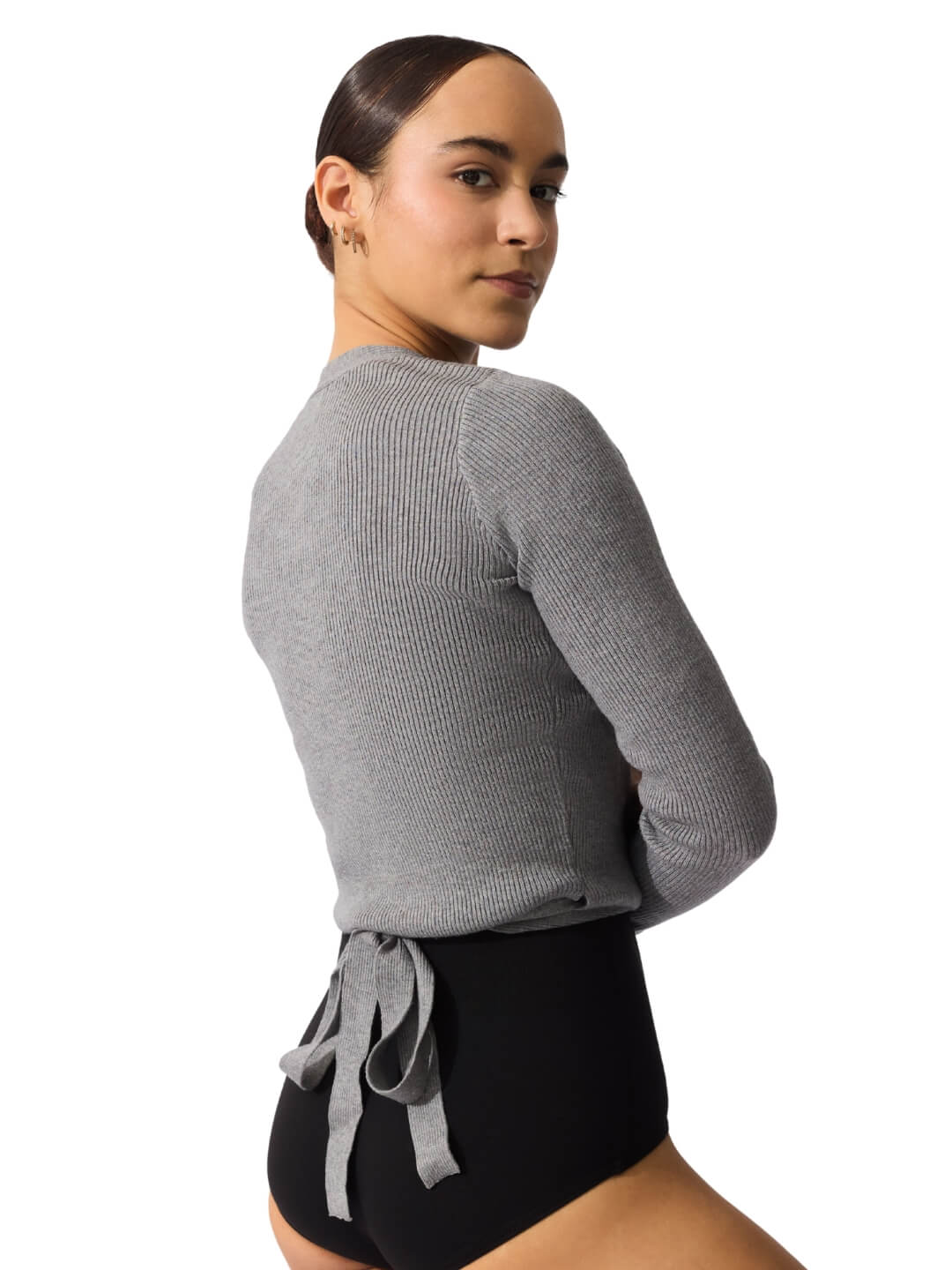 Maglione avvolgente a coste