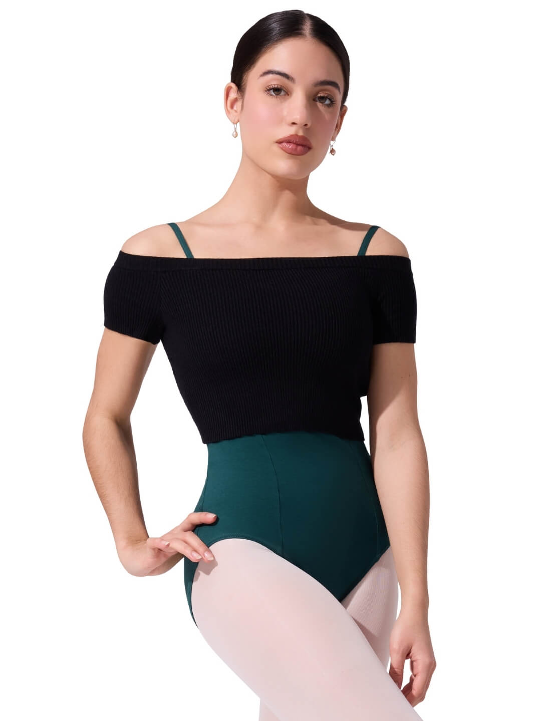 Sweter z prążkowanego dzianiny, krótki