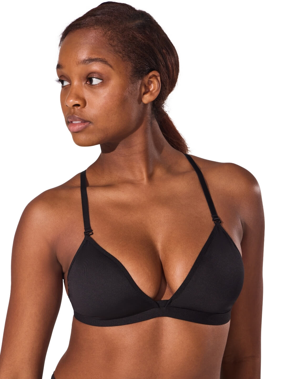 Deep Neck Clear Back Bra