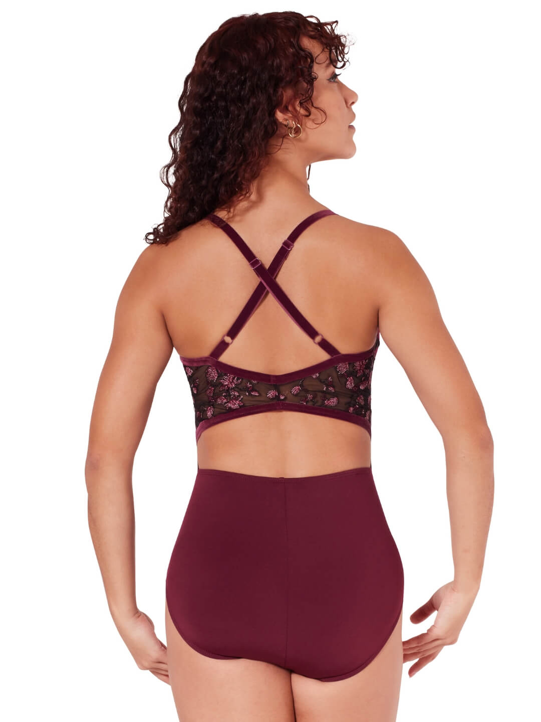 Izsmalcināts romantisks harizmas krekliņš ar krustenisku aizmuguri leotards