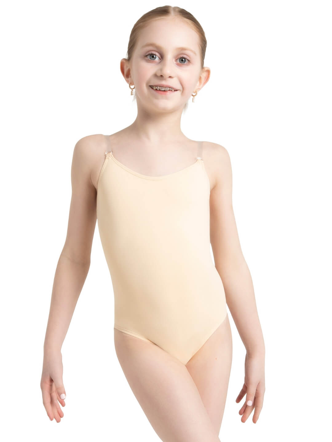 Camisola de Liganete com Alças de Transição Transparentes - Meninas