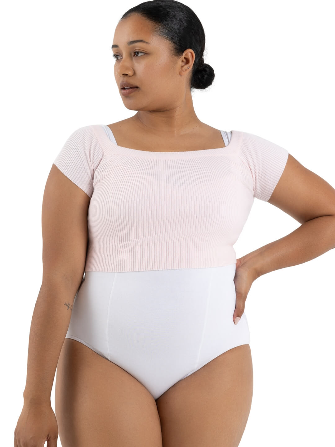 Ribbed Knit Lühike Kampsun